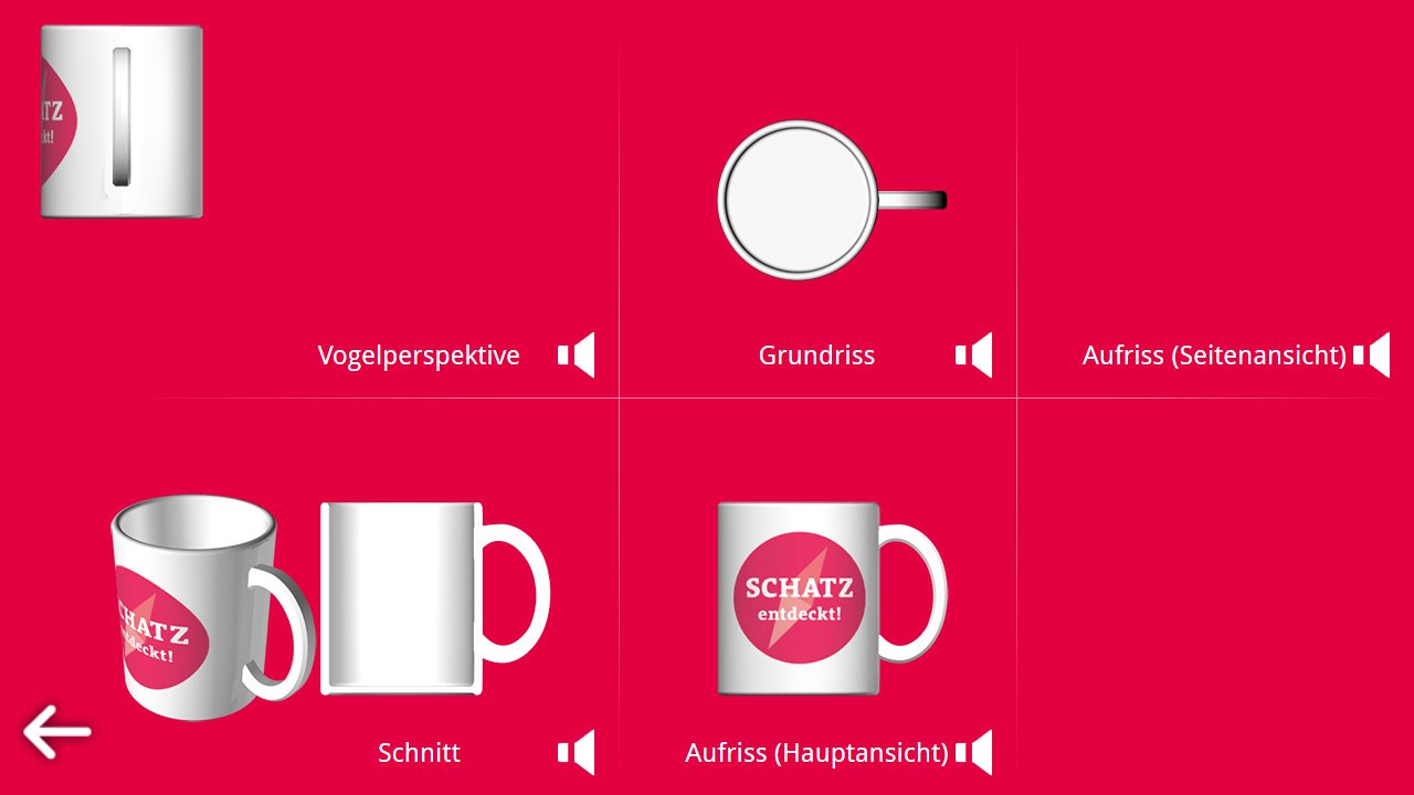 Spielerisch werden den Kindern die verschiedenen Ansichten einer Architekturzeichnung erklärt.