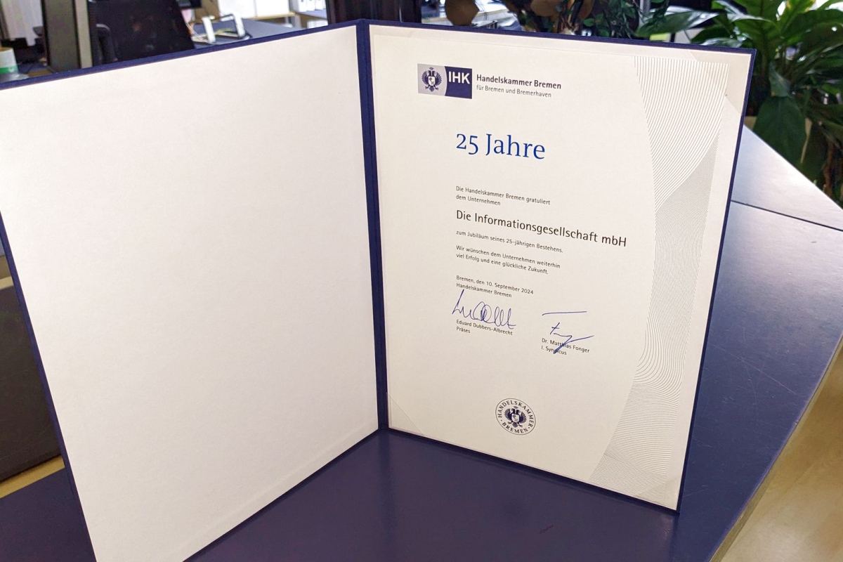 Certificate of the Bremen Chamber of Commerce