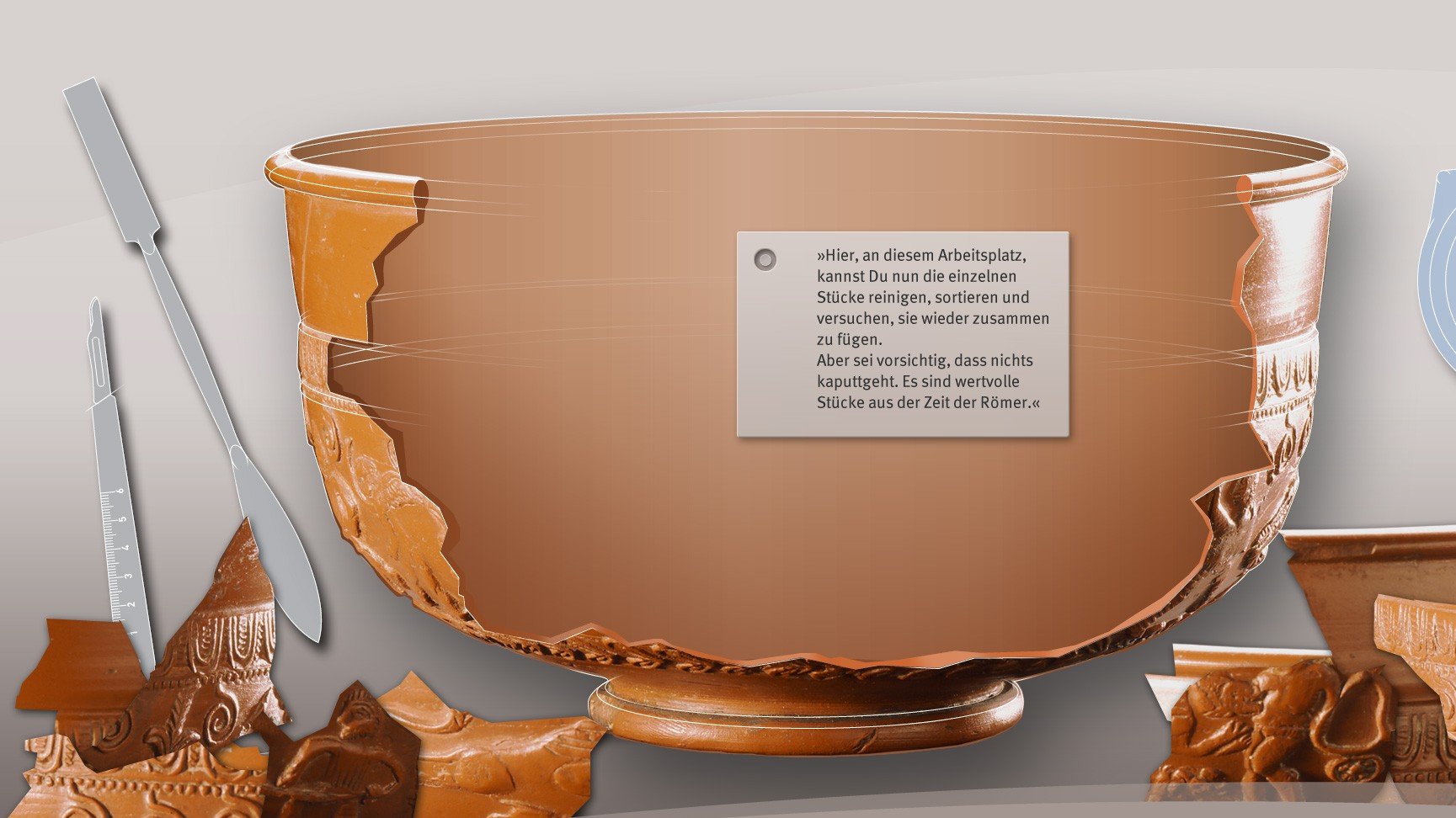 Screen from the excavation game Screen from the excavation game
